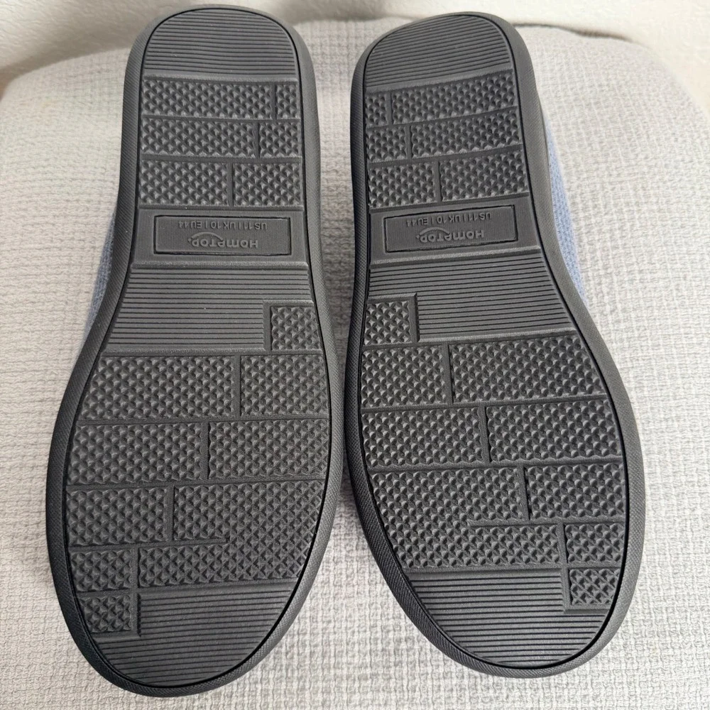 HomeTop Mens Waffle Knit Memory Foam Loafer Slippers Blue US 11 Lightweight